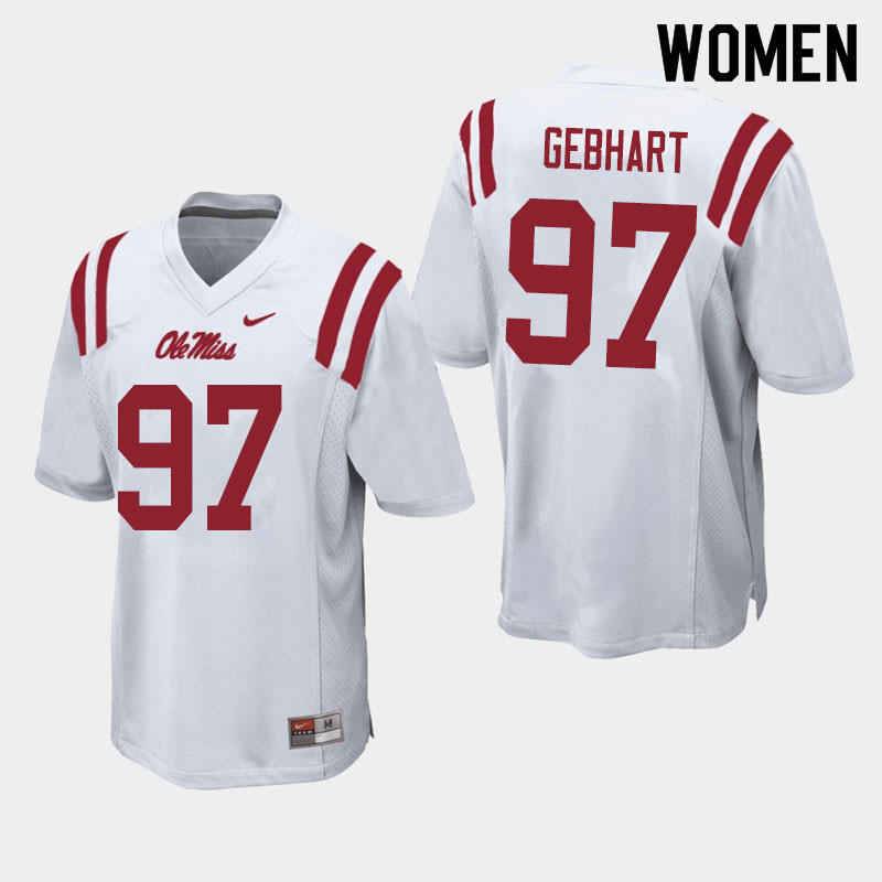 Land Gebhart Ole Miss Rebels NCAA Women's White #97 Stitched Limited College Football Jersey UAF6058ZN